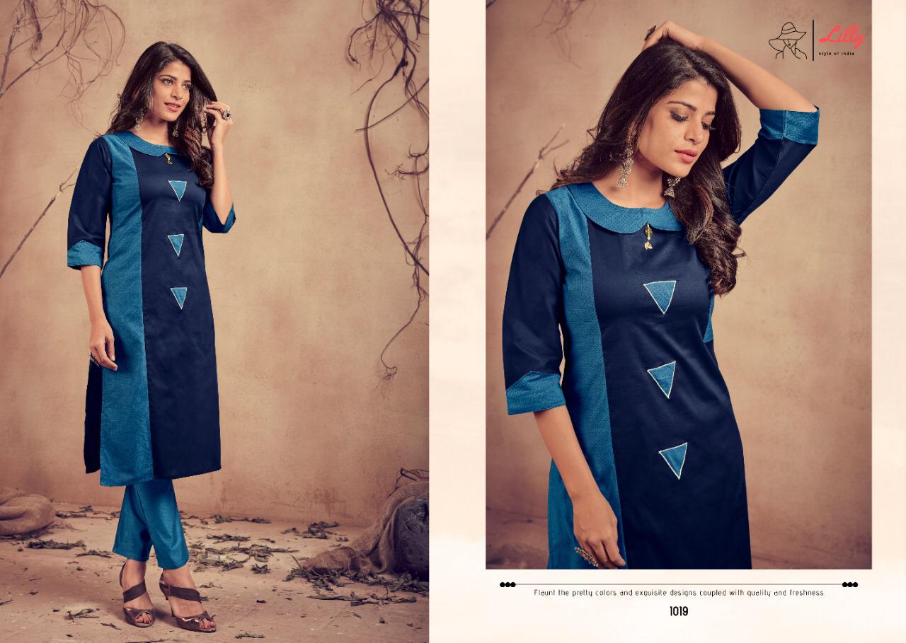 Lilly Style Of India Presents Meetu Cotton Embroidery Work Kurti With Pant Plazzo Catalogs Exporter