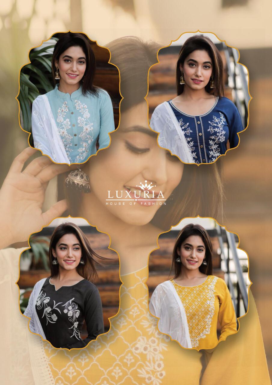 Luxuria Presents Ruhani Premium Rayon Slub Classy Look Kurti With Dupatta Catalogs Collections