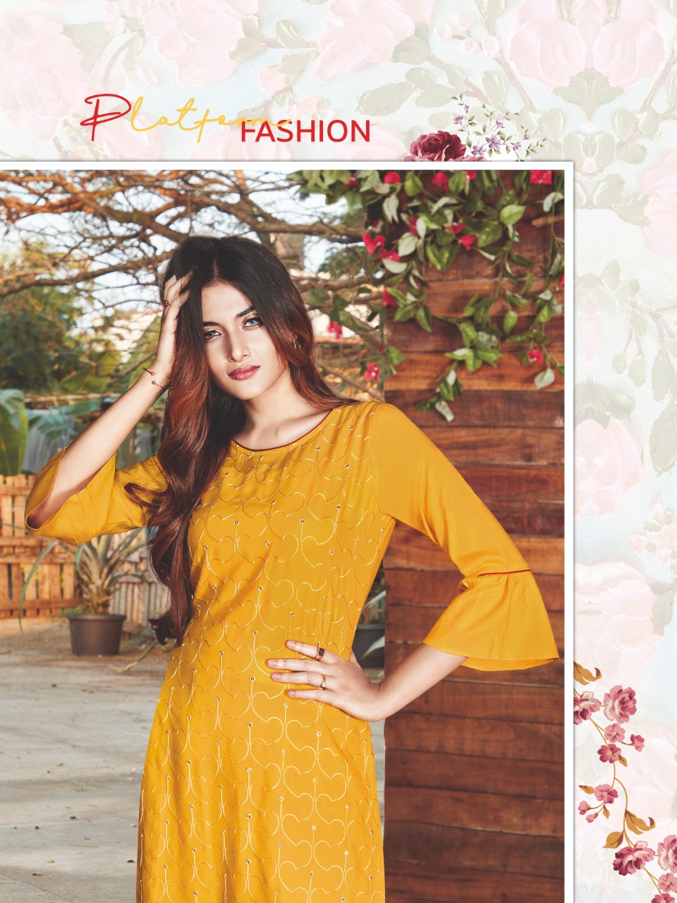 Manas Fab Launch Sequence Rayon Embroidery Work Casual Wear Kurti Catalogs Exporter