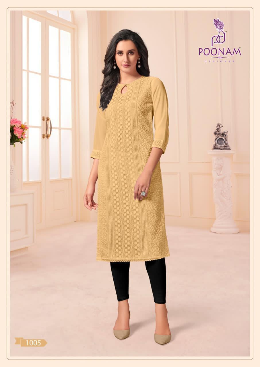 Poonam Designer Mannat Casual Wear Georgette Work Kurti For Girls Collections 2021