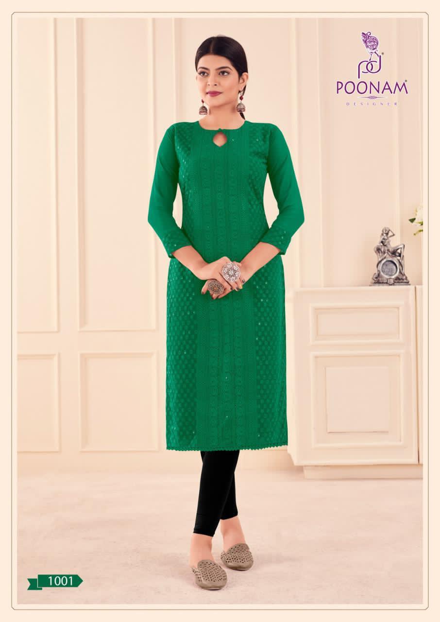 Poonam Designer Mannat Casual Wear Georgette Work Kurti For Girls Collections 2021