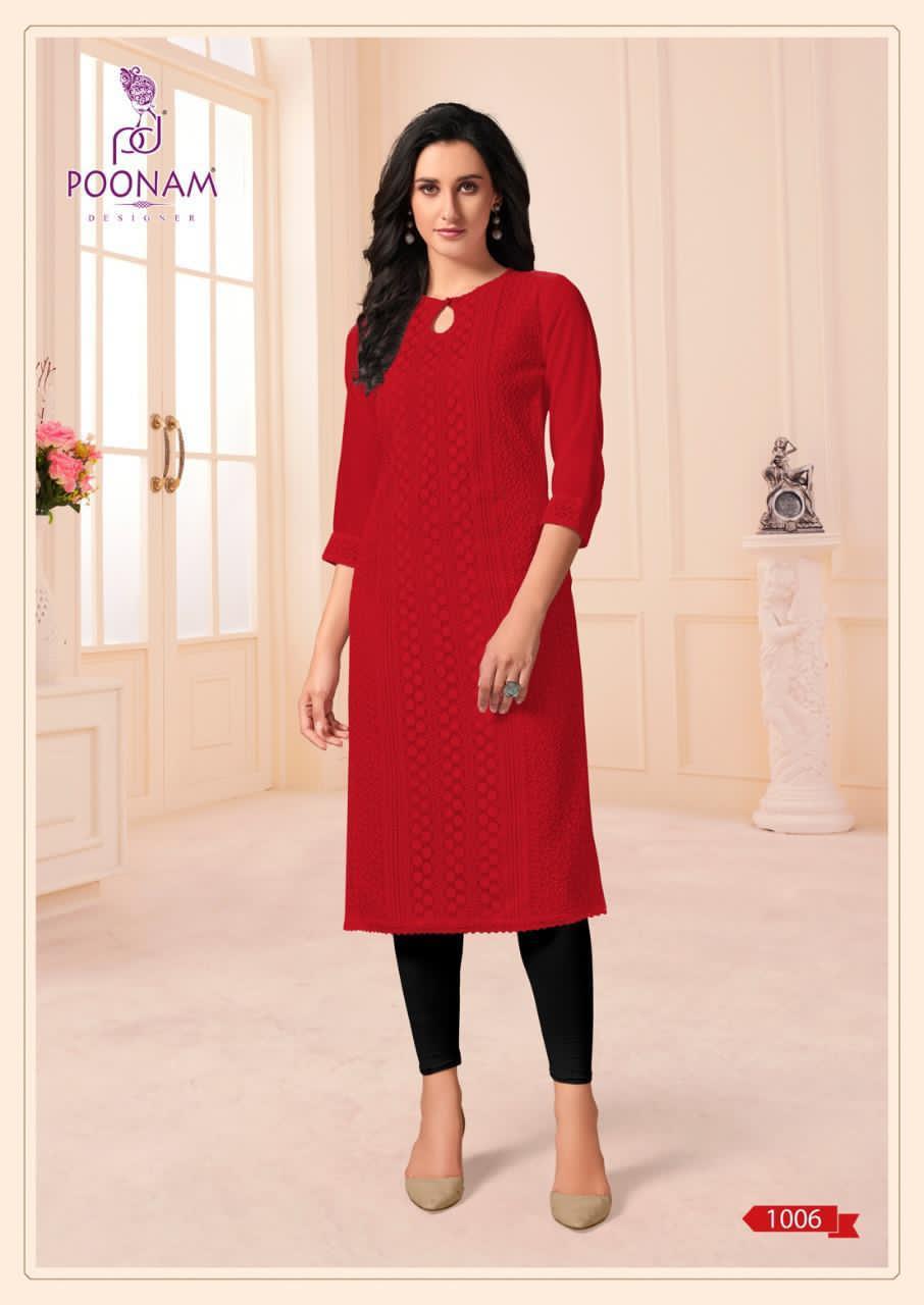 Poonam Designer Mannat Casual Wear Georgette Work Kurti For Girls Collections 2021