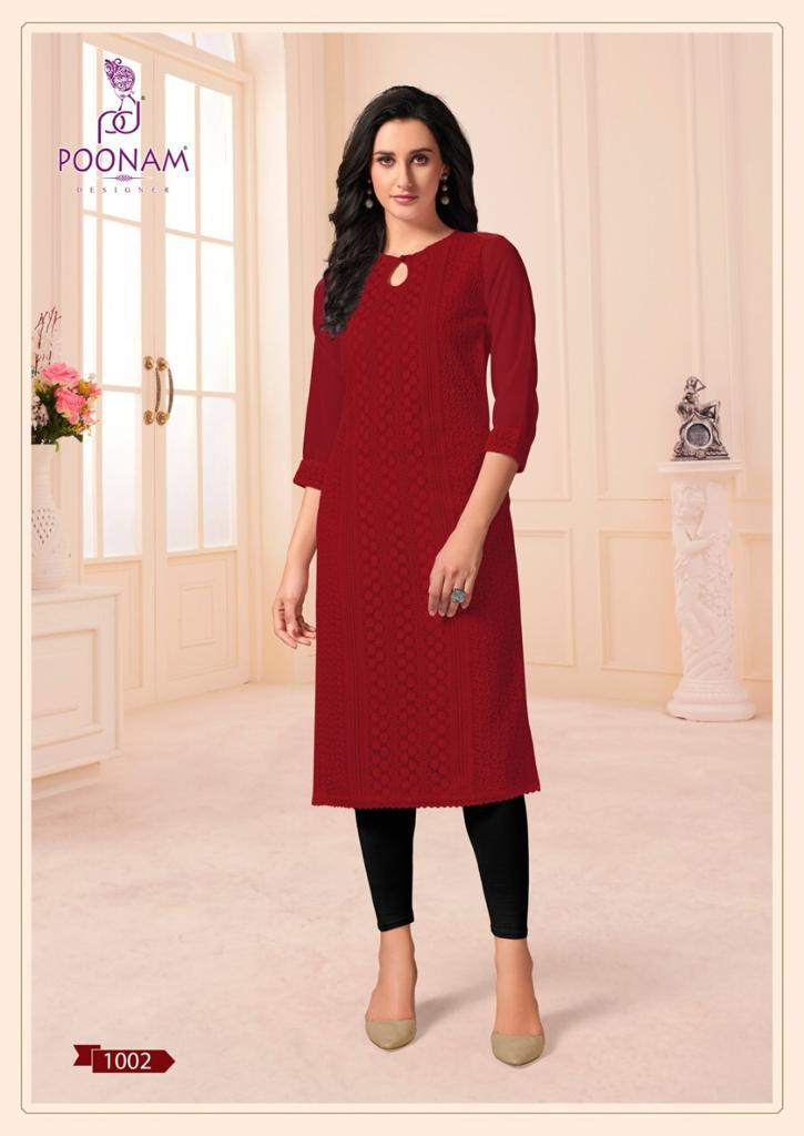Poonam Designer Mannat Casual Wear Georgette Work Kurti For Girls Collections 2021
