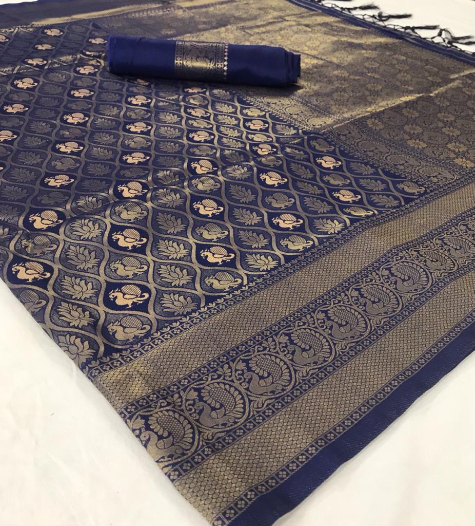 Raj Tex Launch Kalaksha Silk Soft Silk Handloom Weaving Heavy Look Saree Catalogs