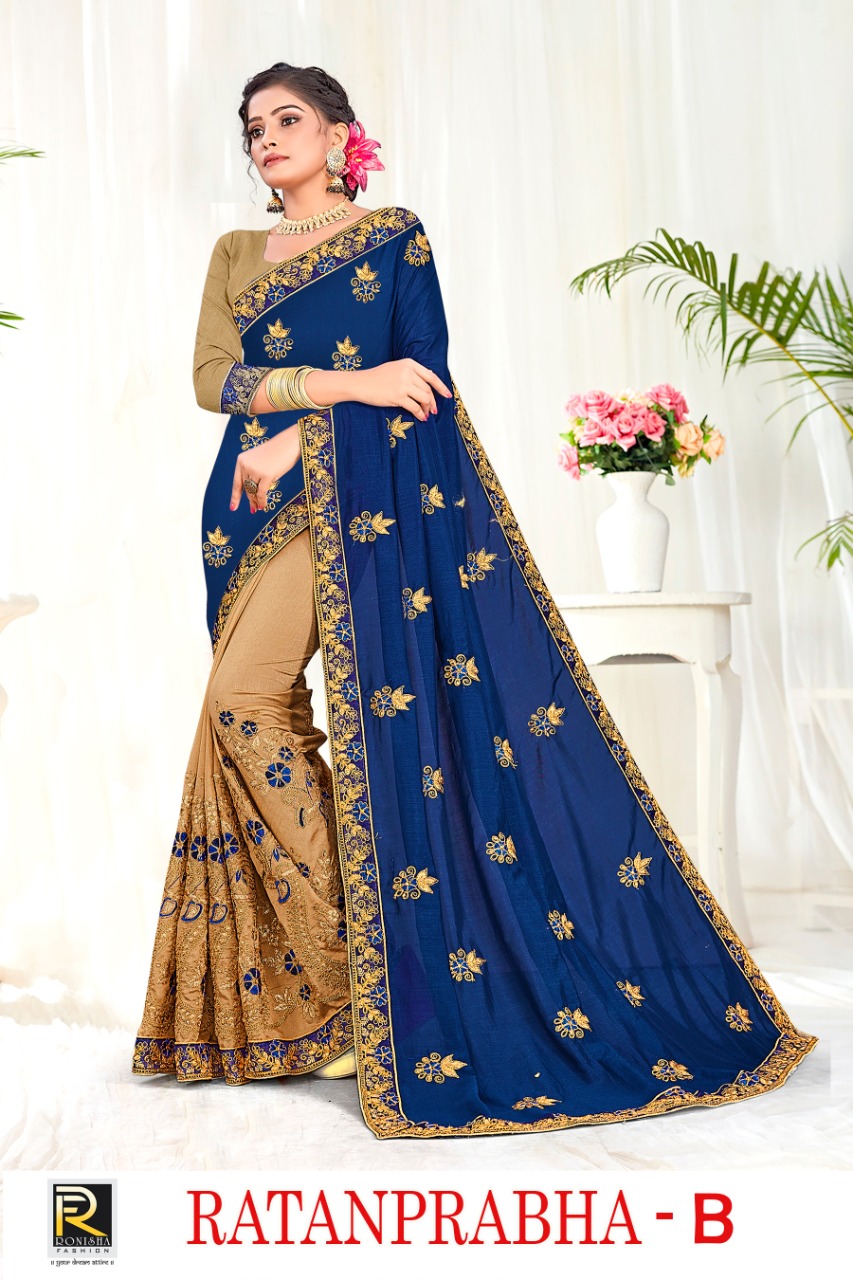 Ranjna Saree Presenting Ratanprabha Vichitra Silk Half Halh Designer Saree Catalogs Seller