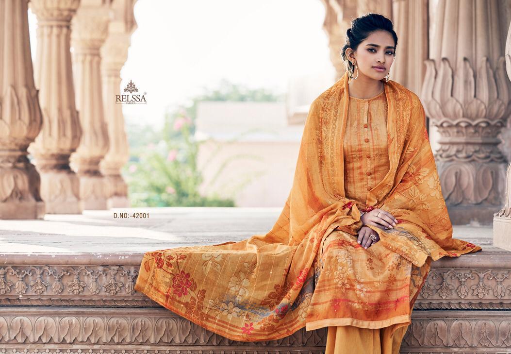 Relssa Launch Shaima Superior Cotton Embroidery Work Heavy Look Dress Materials In India