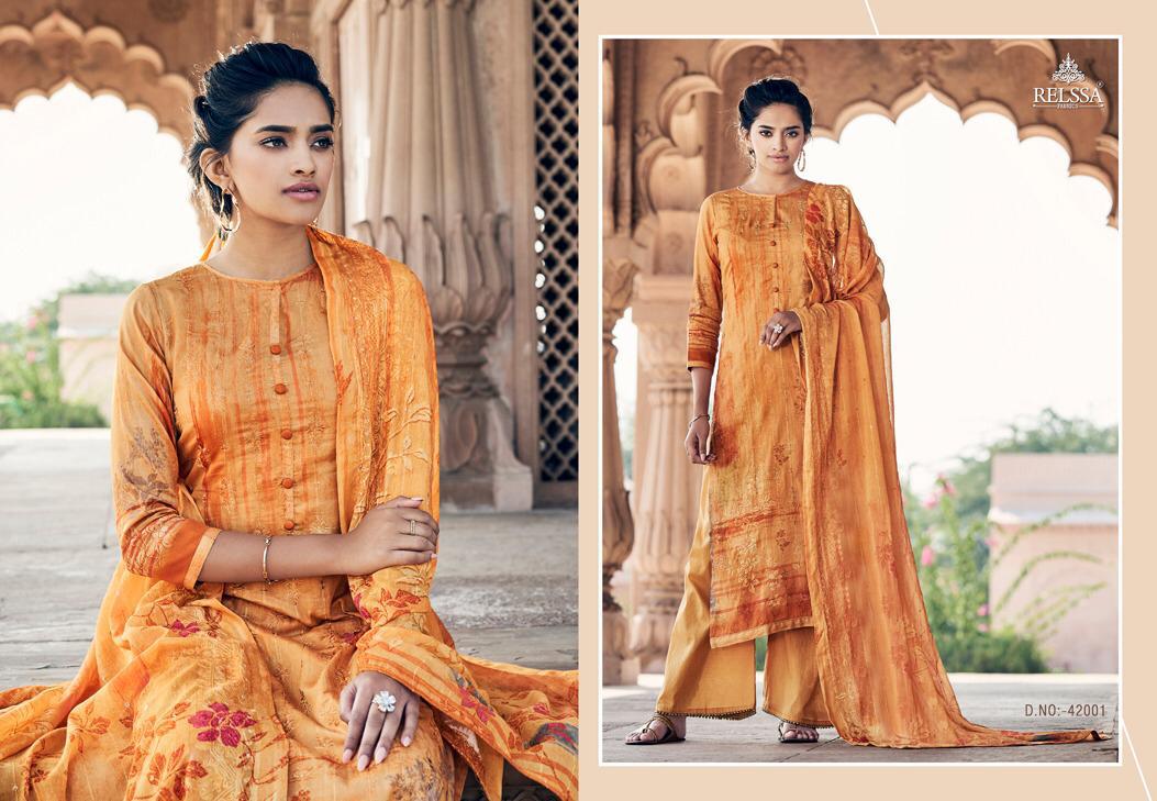 Relssa Launch Shaima Superior Cotton Embroidery Work Heavy Look Dress Materials In India