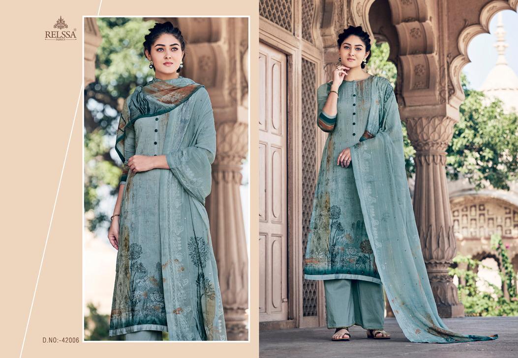 Relssa Launch Shaima Superior Cotton Embroidery Work Heavy Look Dress Materials In India
