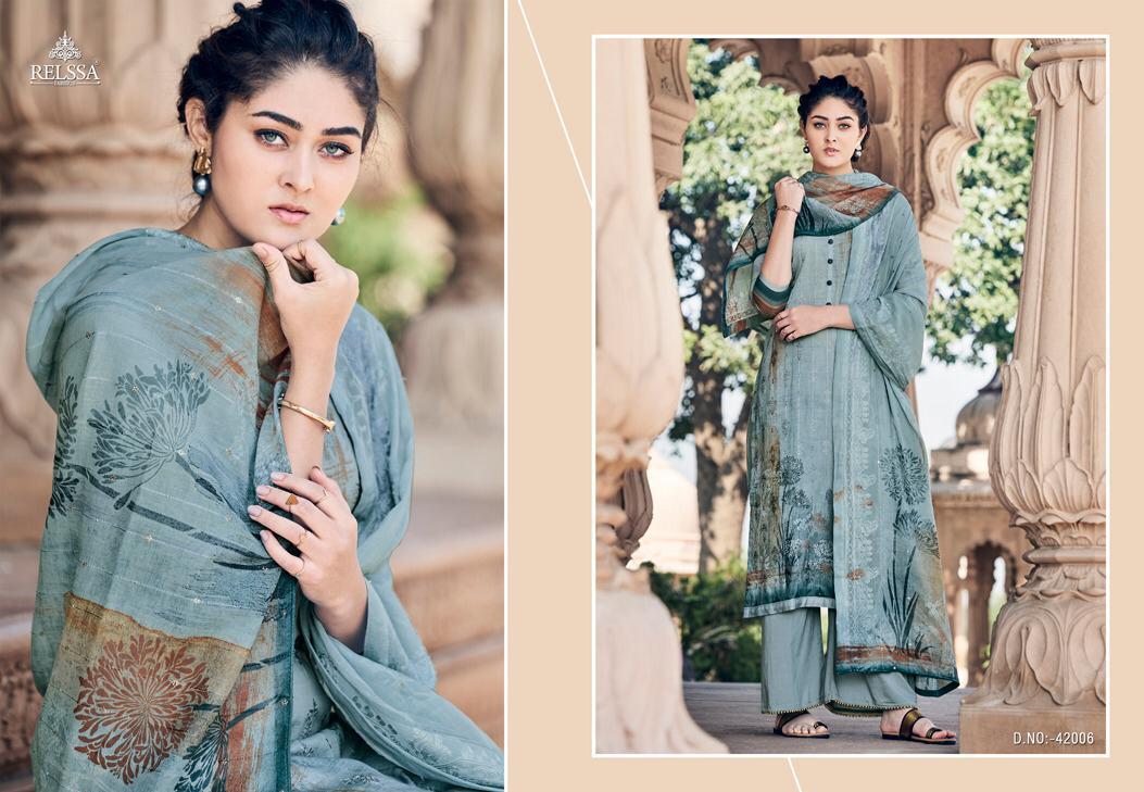 Relssa Launch Shaima Superior Cotton Embroidery Work Heavy Look Dress Materials In India