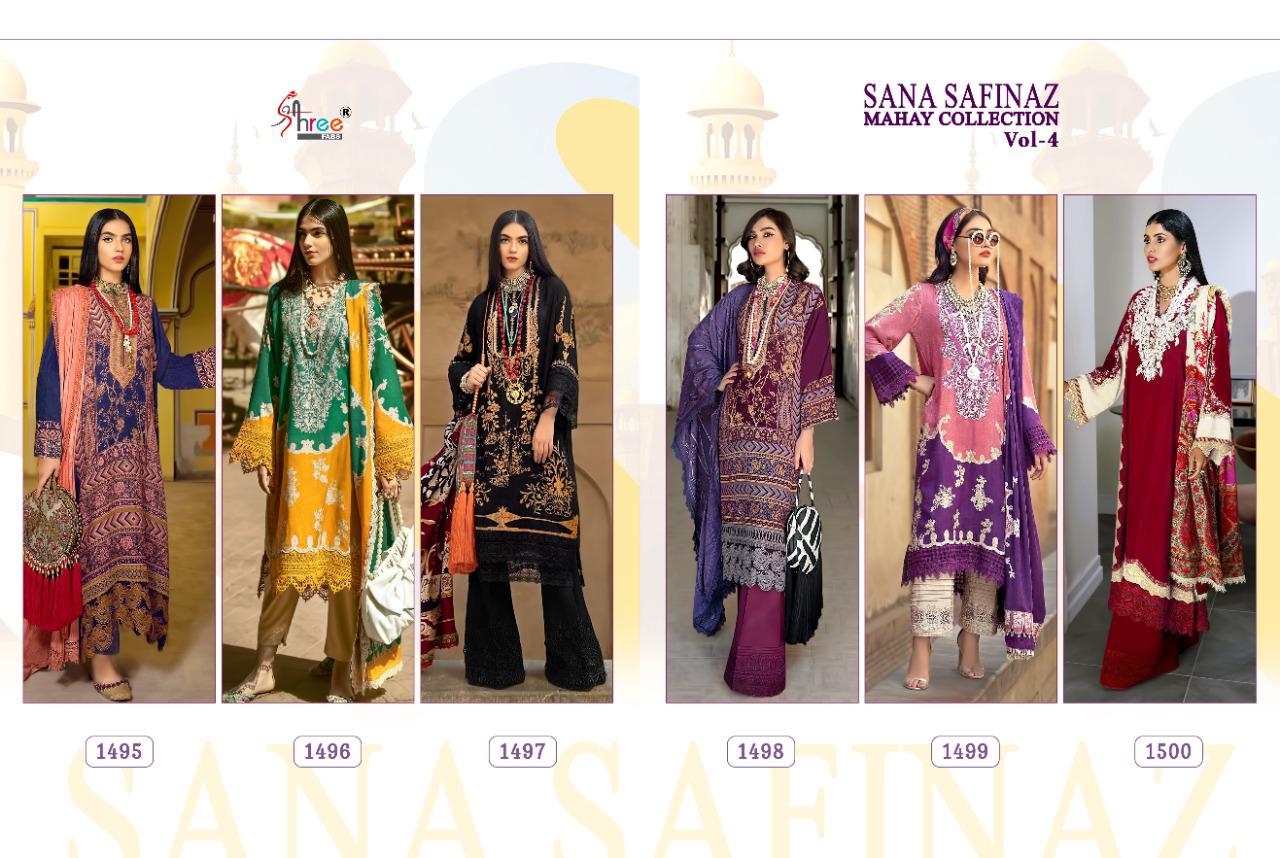 Sana Safinaz Mahay Collection Vol 4 By Shree Fab Jam Cotton Print Salwar Suits Catalogs