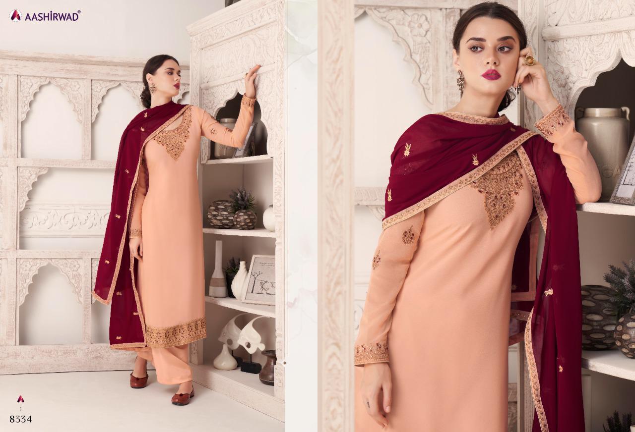 Aashirwad Creation Maria 8332-8337 Series Georgette Long Salwar Kameez Catalog Store