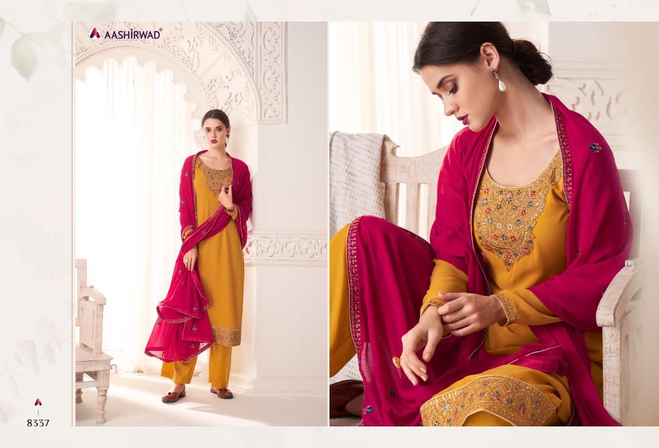 Aashirwad Creation Maria 8332-8337 Series Georgette Long Salwar Kameez Catalog Store