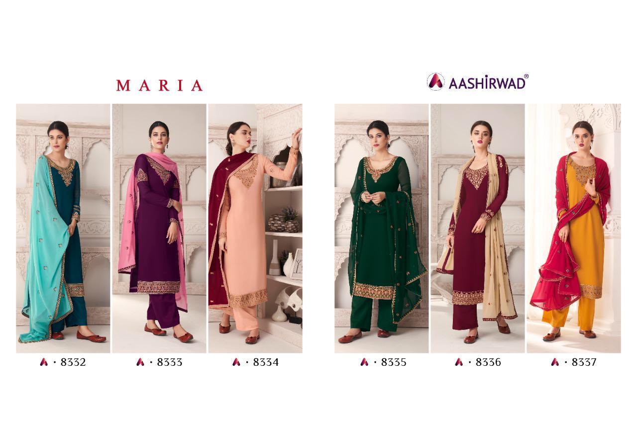 Aashirwad Creation Maria 8332-8337 Series Georgette Long Salwar Kameez Catalog Store