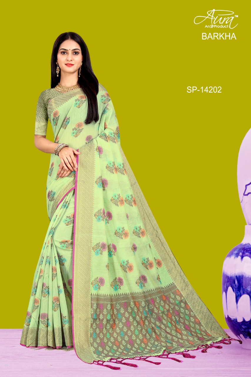 Aura Saree Launching Barkha Glamours Look Cotton Saree Trader In Surat Market