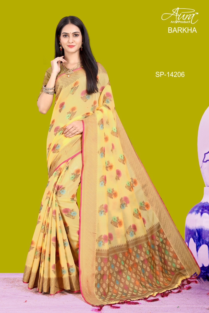 Aura Saree Launching Barkha Glamours Look Cotton Saree Trader In Surat Market