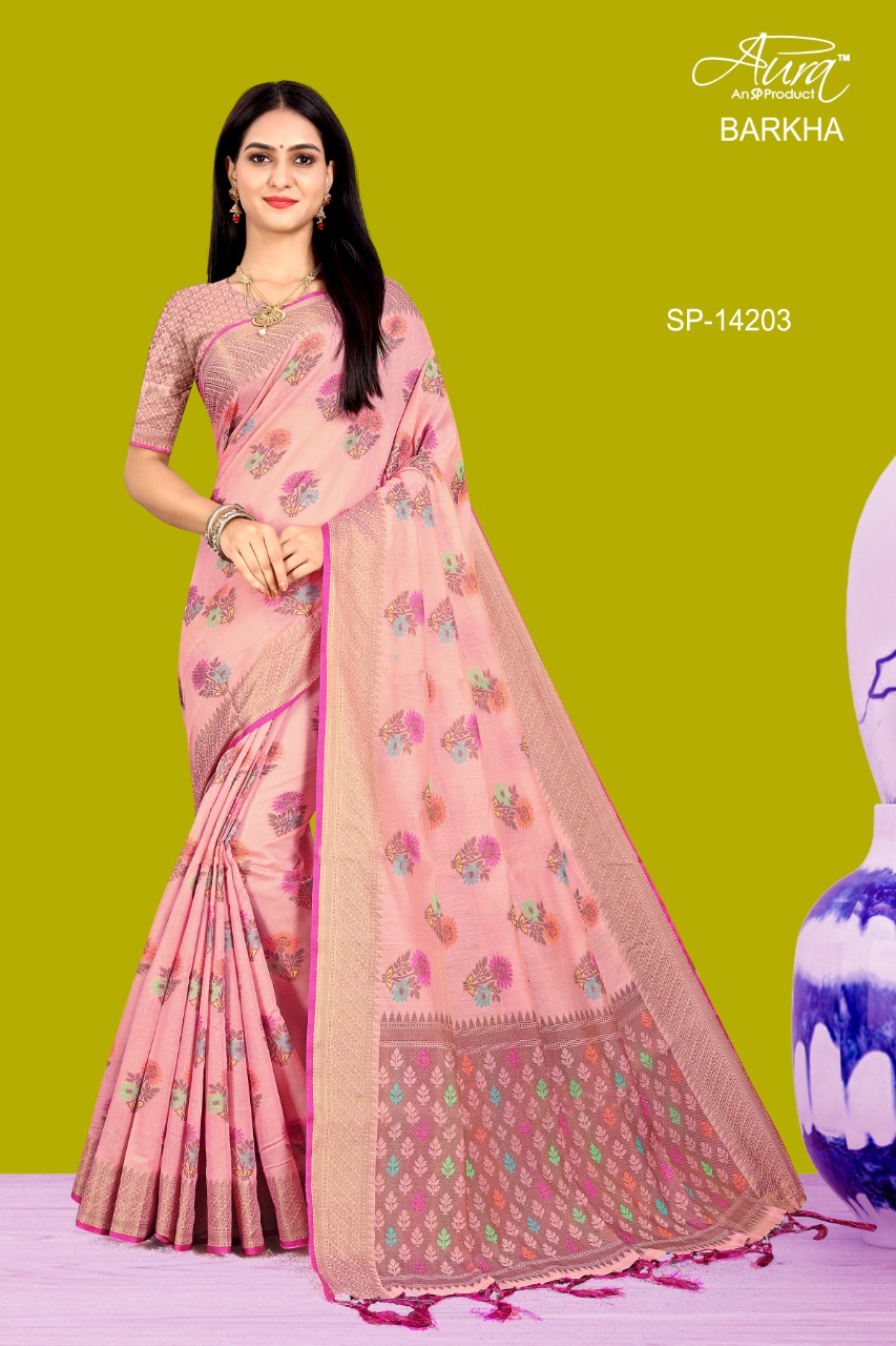 Aura Saree Launching Barkha Glamours Look Cotton Saree Trader In Surat Market