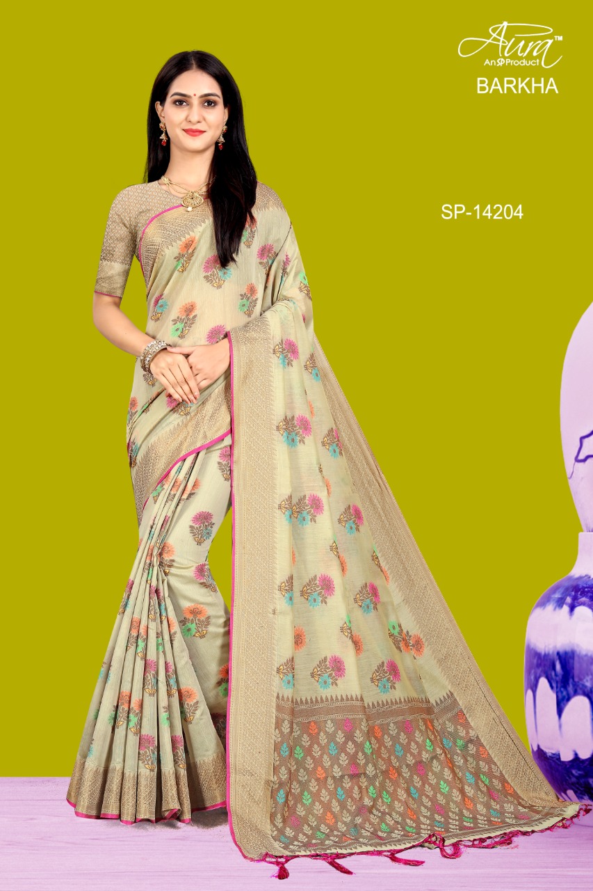 Aura Saree Launching Barkha Glamours Look Cotton Saree Trader In Surat Market