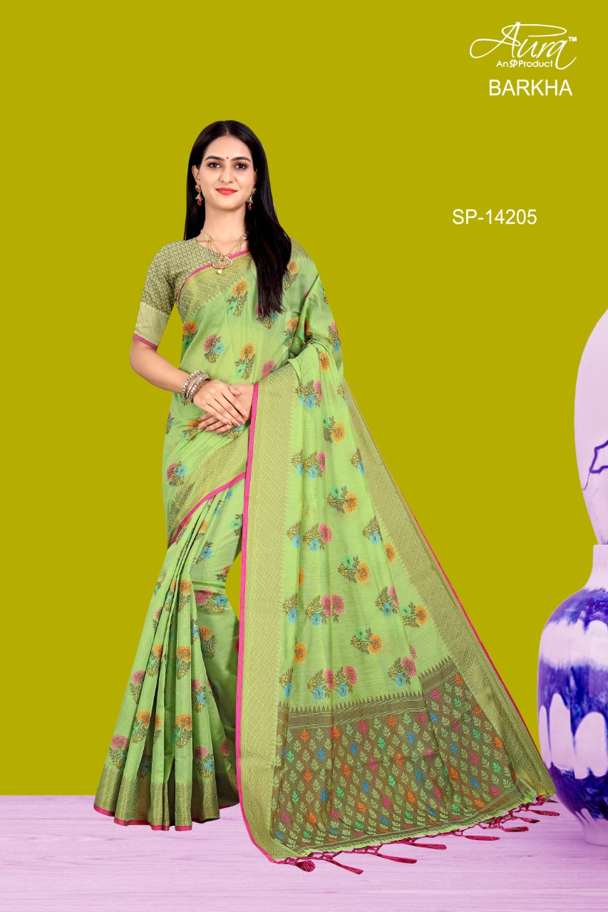 Aura Saree Launching Barkha Glamours Look Cotton Saree Trader In Surat Market