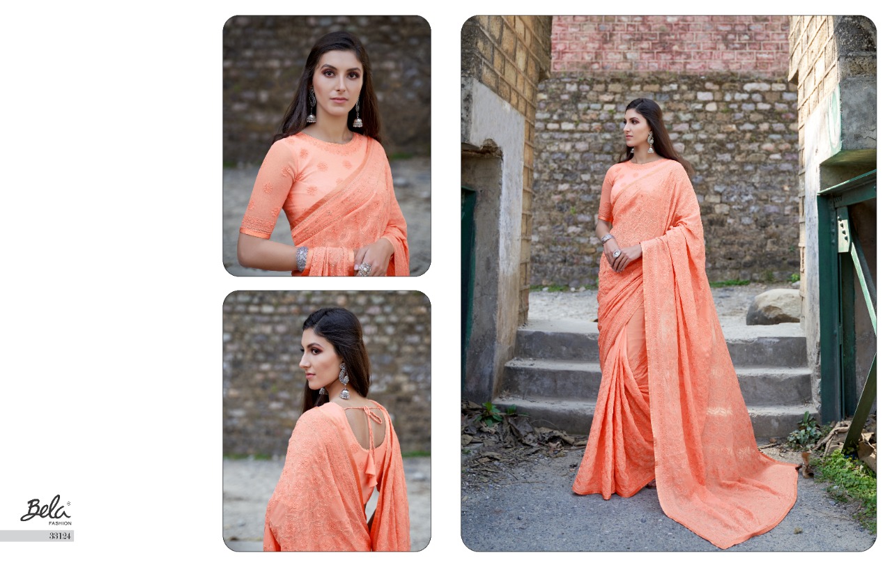 Bela Fashion Luckhnovi Heavy Party Wear Georgette With Work Saree Exporter