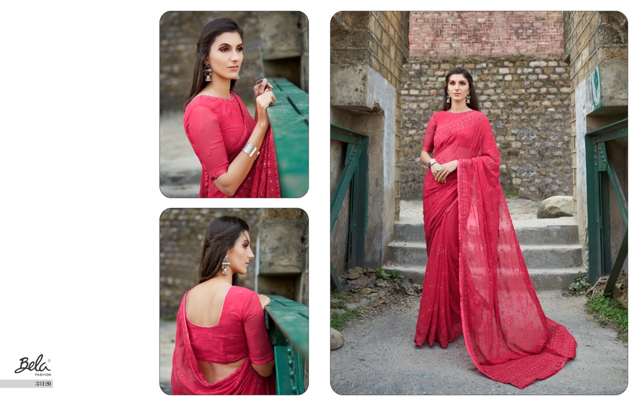 Bela Fashion Luckhnovi Heavy Party Wear Georgette With Work Saree Exporter