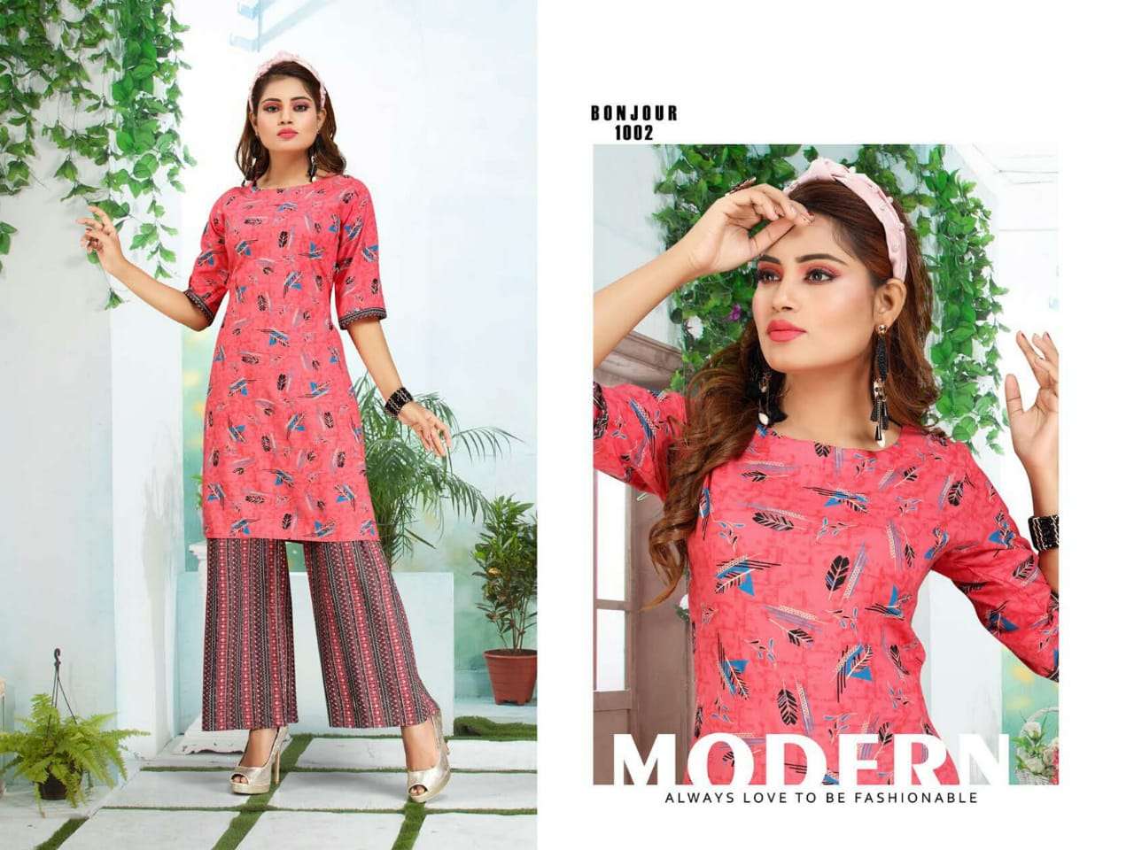 Bonjour by fashion talk heavy rayon kurti with plazo catalog collection wholesaler