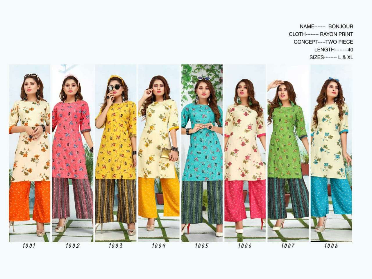 Bonjour by fashion talk heavy rayon kurti with plazo catalog collection wholesaler