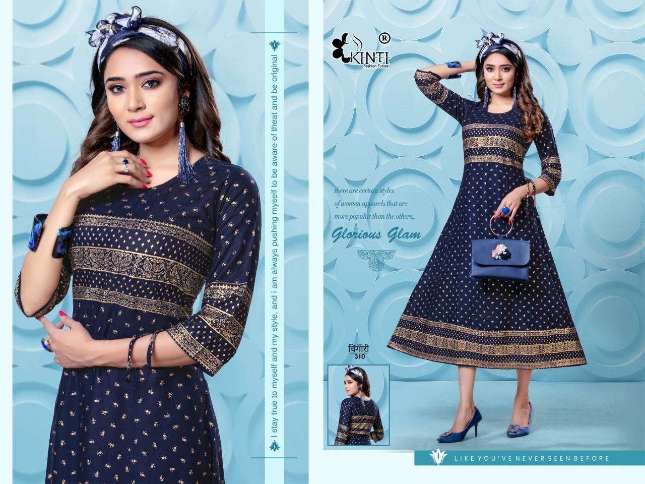 chingari vol 3 by kinti rayon gold print exclusive kurti catalogs exporter in surat