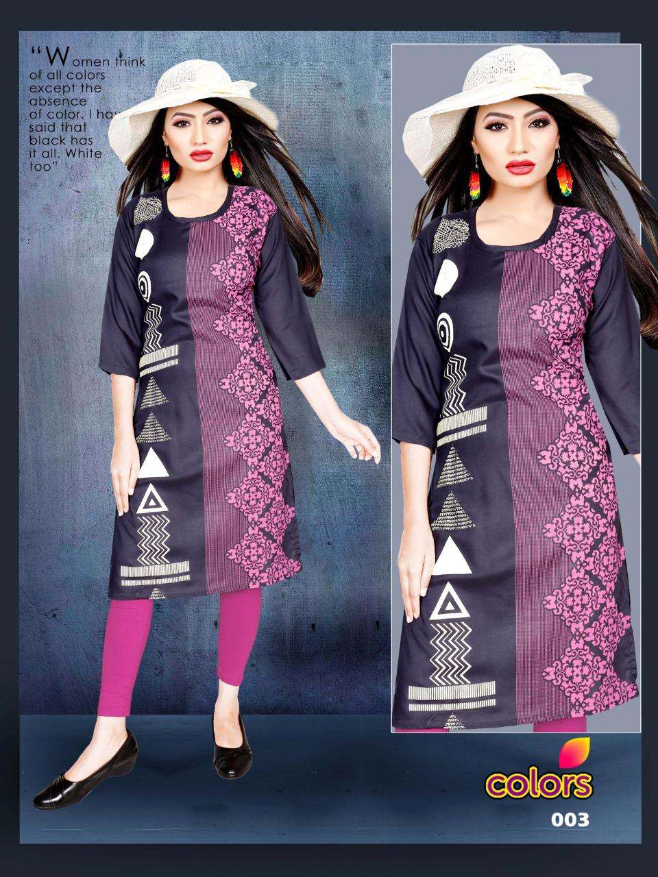COLORS VOL.2 BY AAGYA HEAVY RAYON 14KG BLOCK PRINT KURTI CATALOG WHOLESALER SURAT