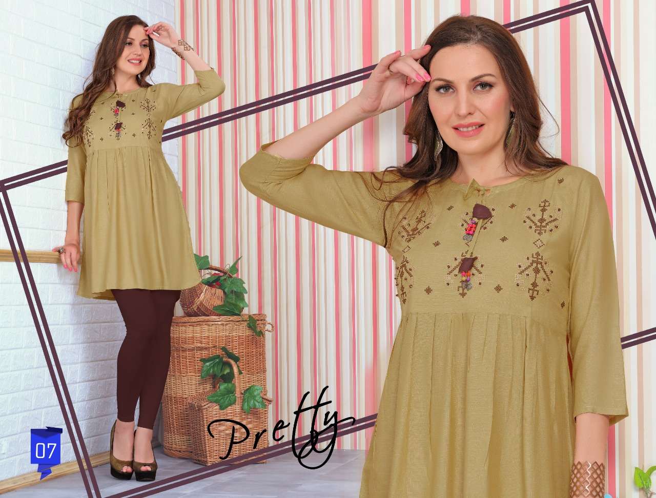 Fizza vol.4 by trendy heavy rayon short top with work kurti catalog collection wholesale best rate surat