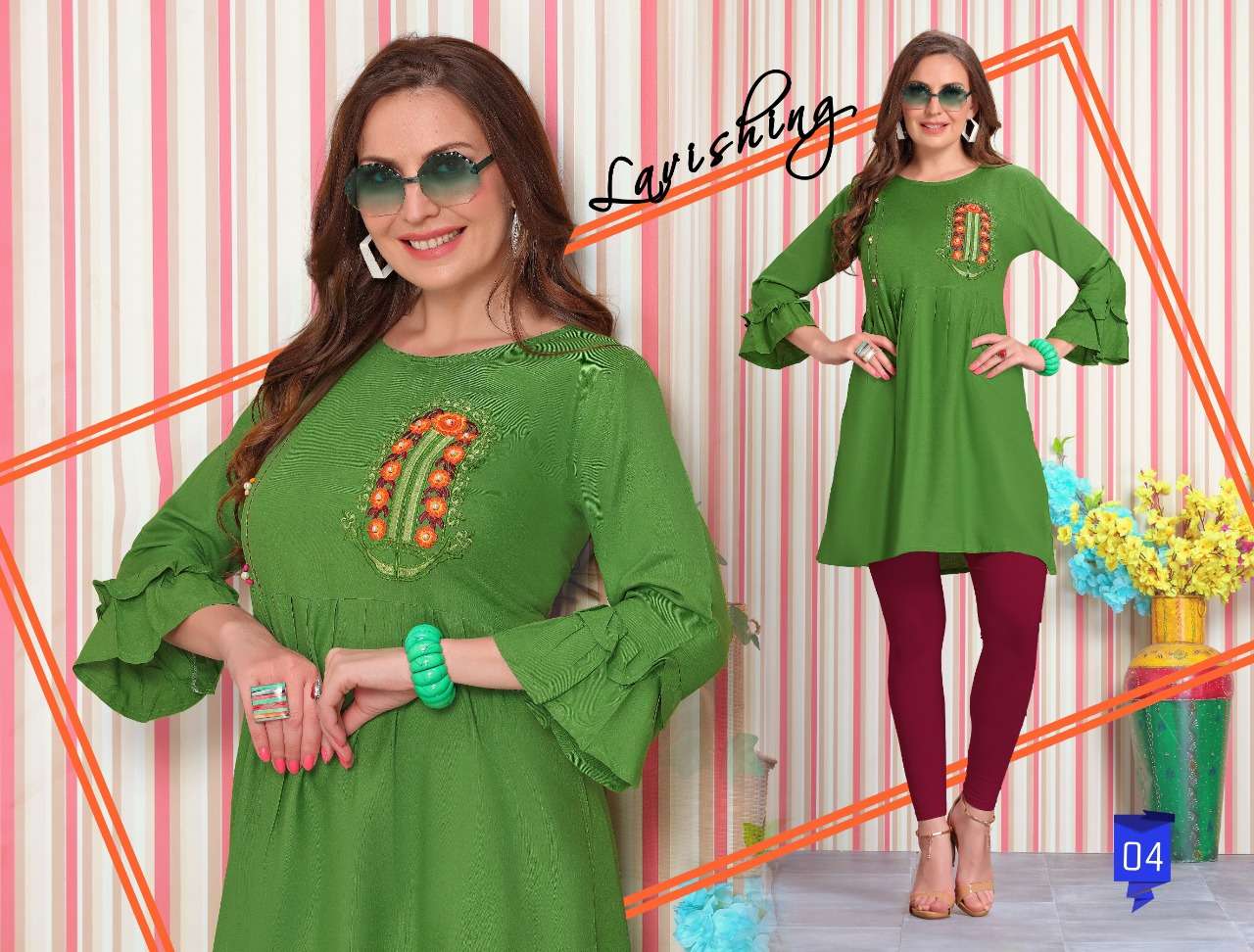 Fizza vol.4 by trendy heavy rayon short top with work kurti catalog collection wholesale best rate surat
