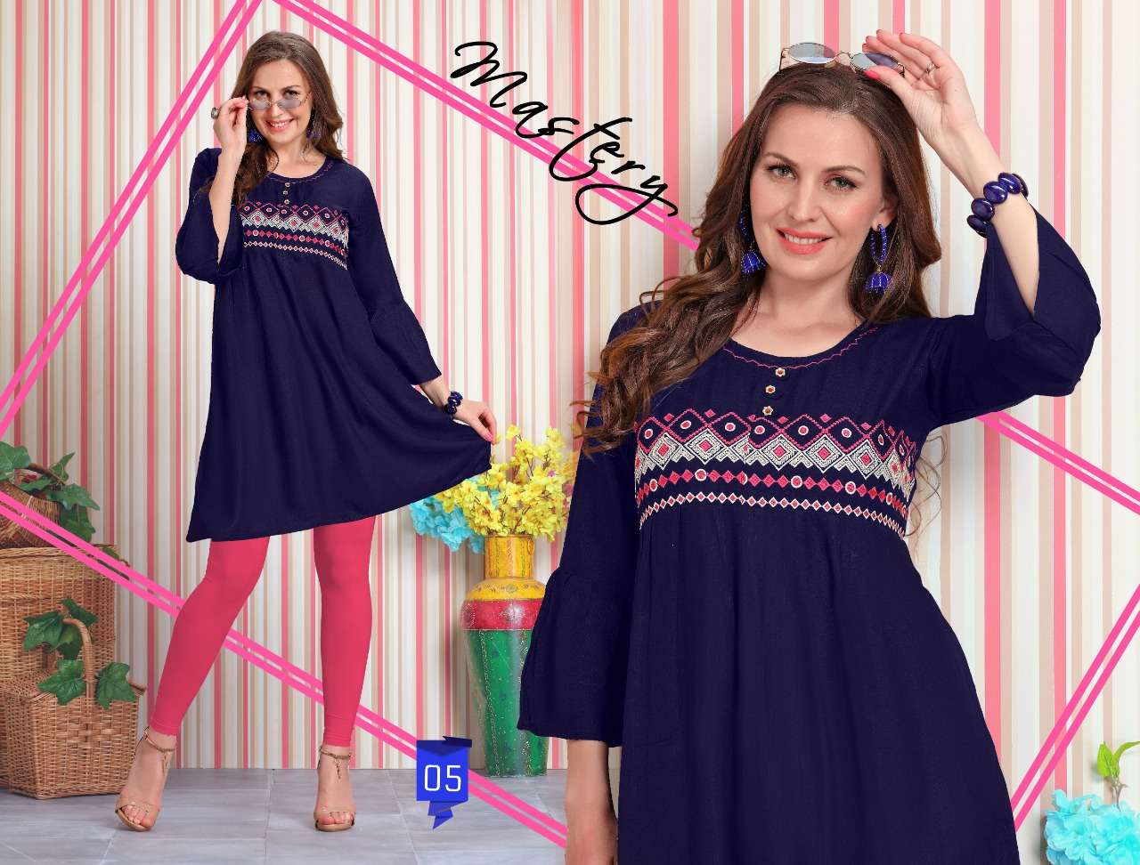 Fizza vol.4 by trendy heavy rayon short top with work kurti catalog collection wholesale best rate surat