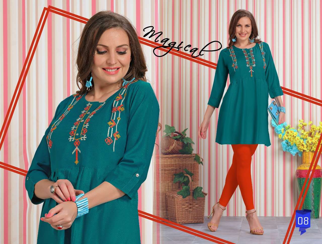 Fizza vol.4 by trendy heavy rayon short top with work kurti catalog collection wholesale best rate surat