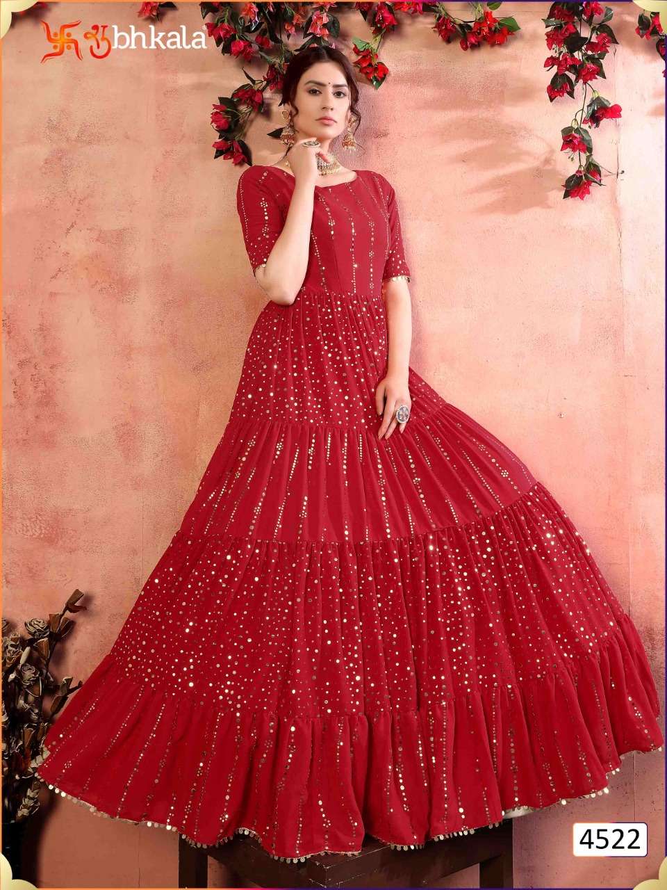 flory vol 12 by shubhkala silk georgette evening party wear long gown wholesaler