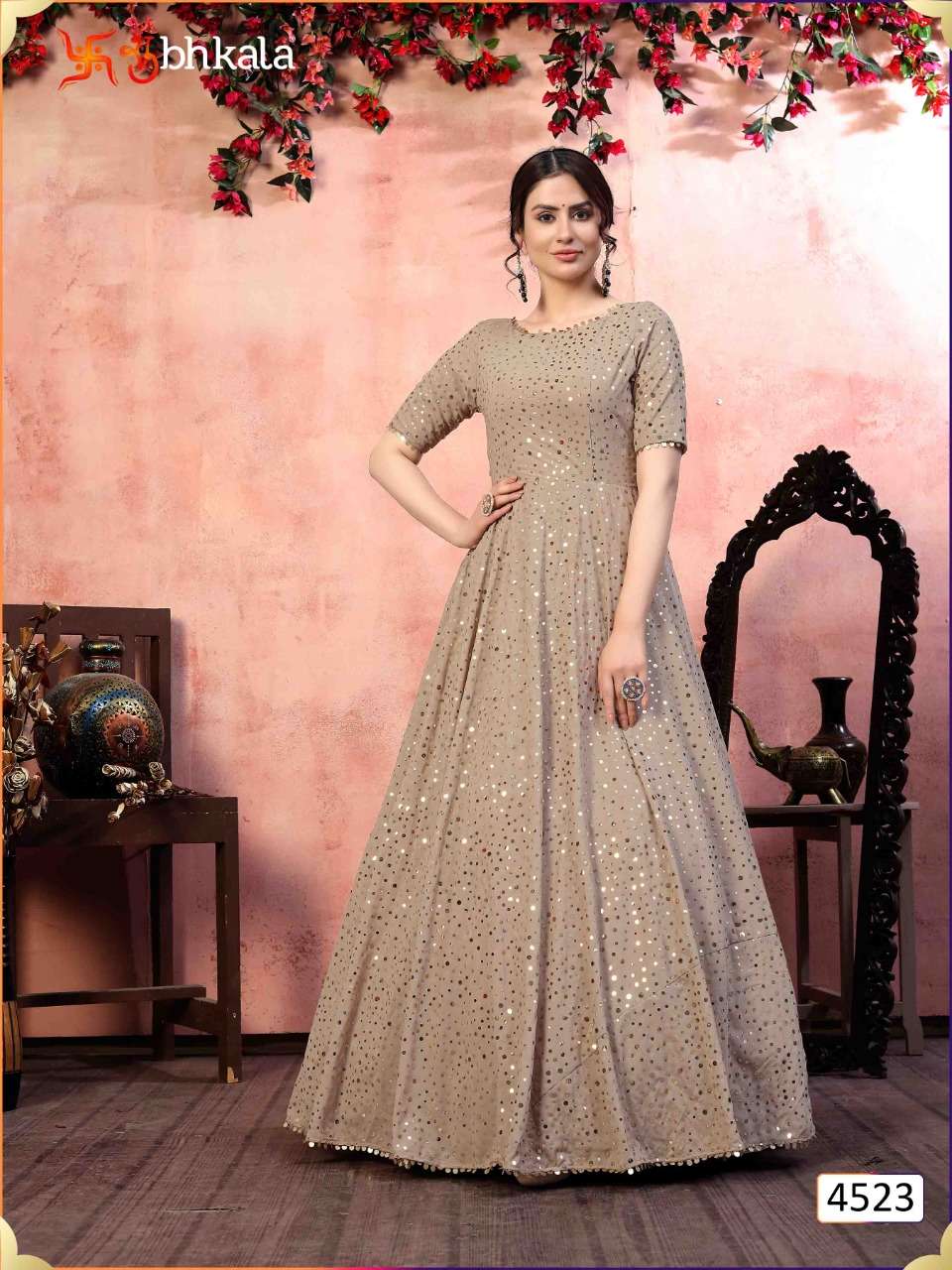 flory vol 12 by shubhkala silk georgette evening party wear long gown wholesaler