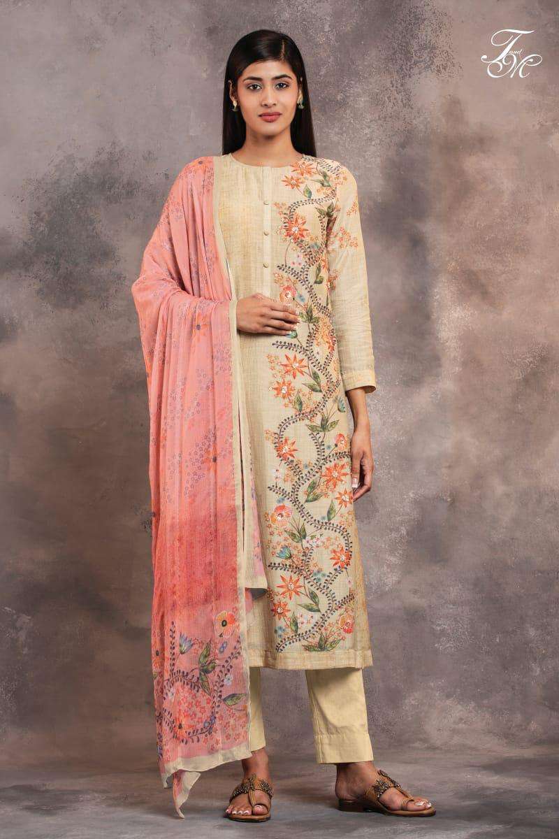 flower works by t&m silk digital print with handwork suits collection