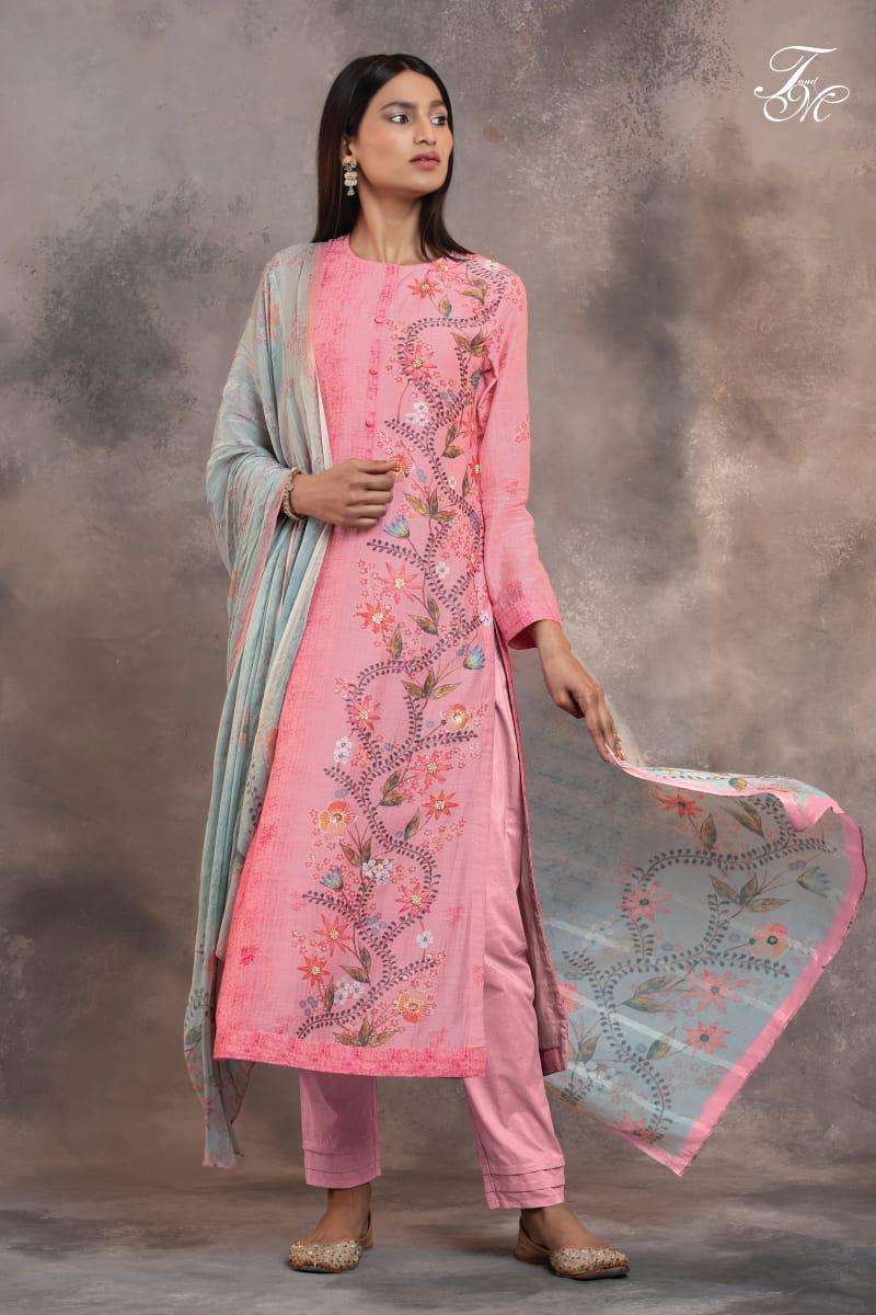 flower works by t&m silk digital print with handwork suits collection