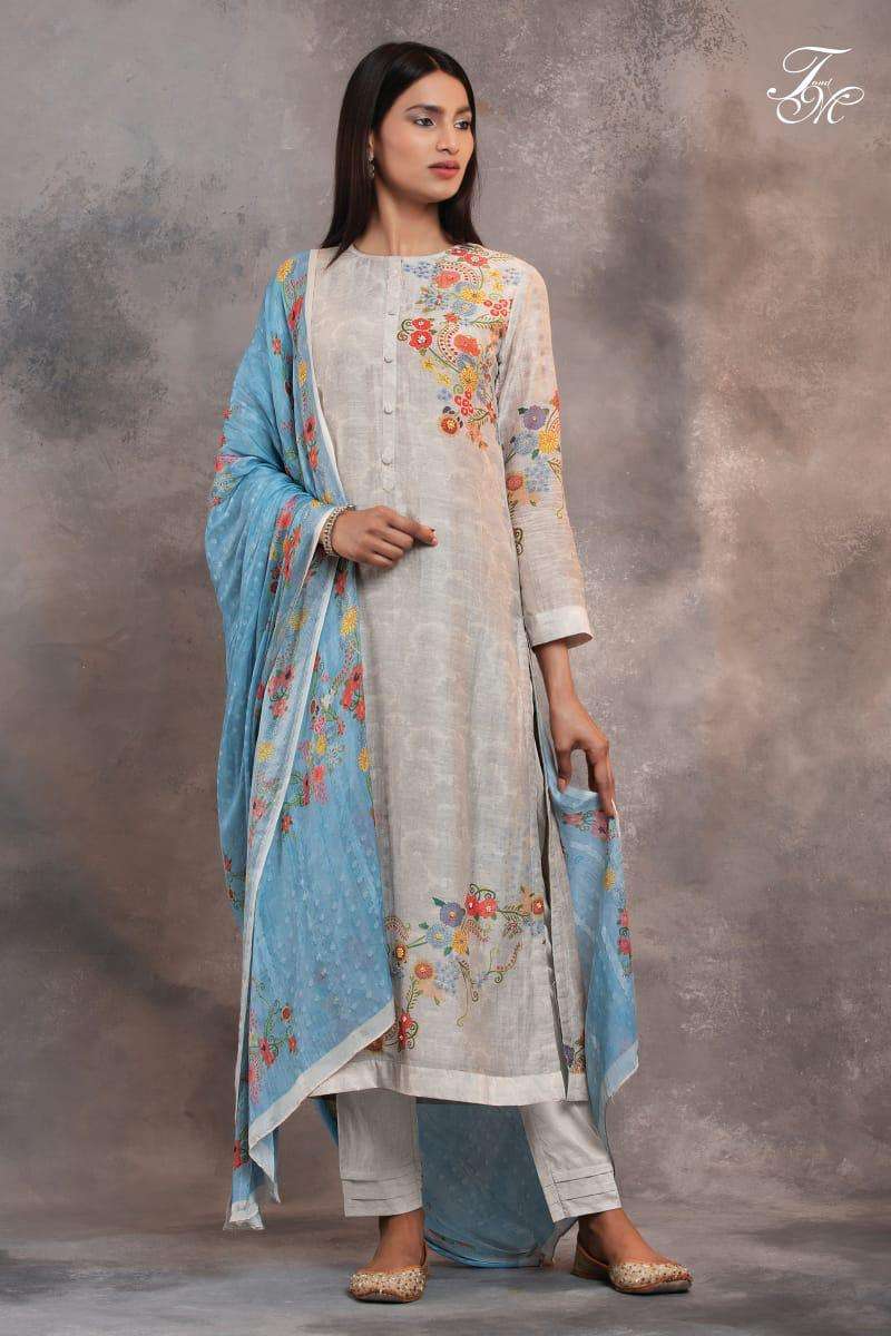 flower works by t&m silk digital print with handwork suits collection
