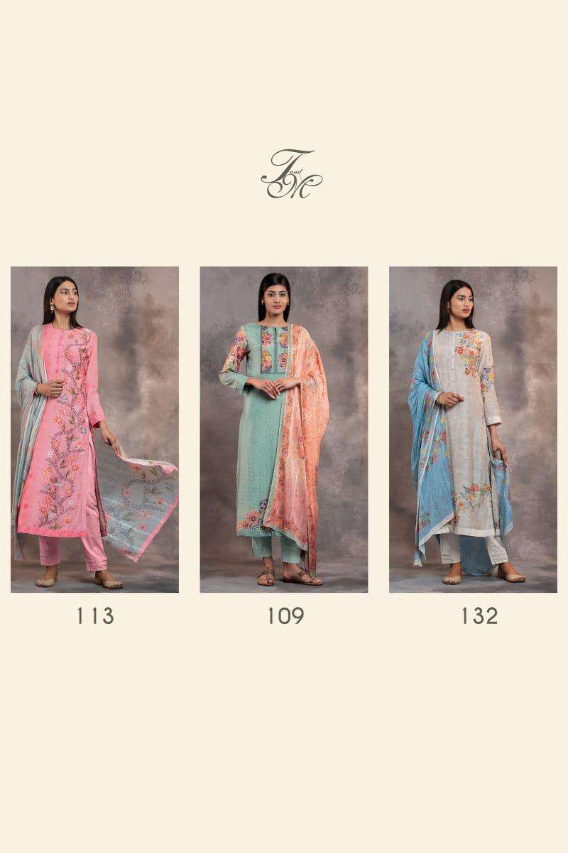 flower works by t&m silk digital print with handwork suits collection