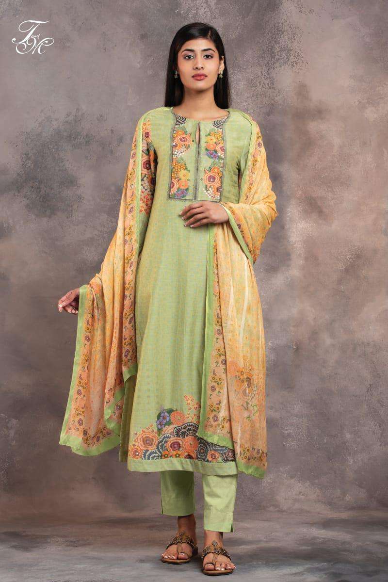 flower works by t&m silk digital print with handwork suits collection