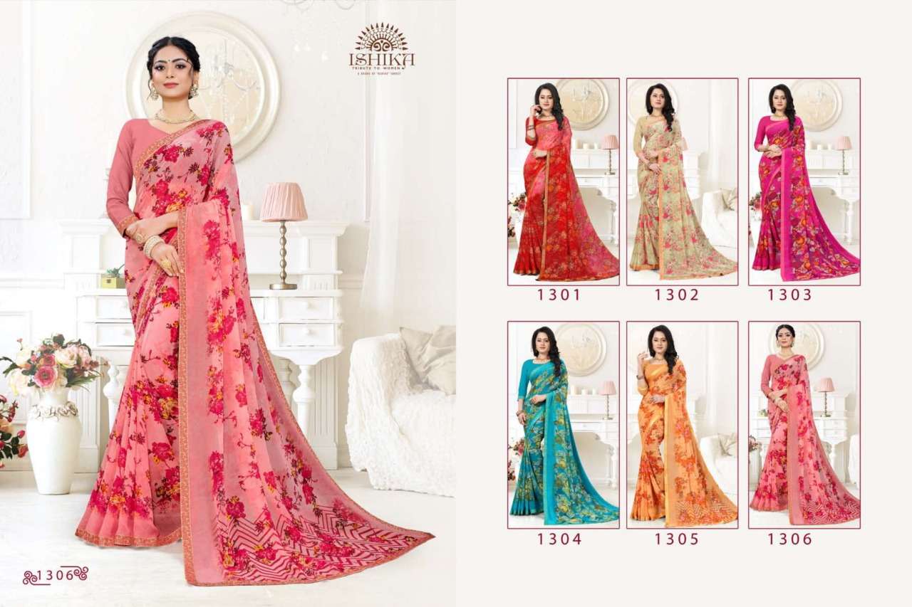 ishika megha georgette printed formal wear saree wholesale price