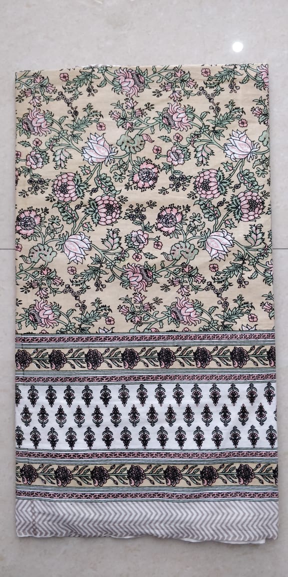 K4u Satrangi King Size South Cotton Jaipuri Test Bedsheet With Matching Pillow Cover