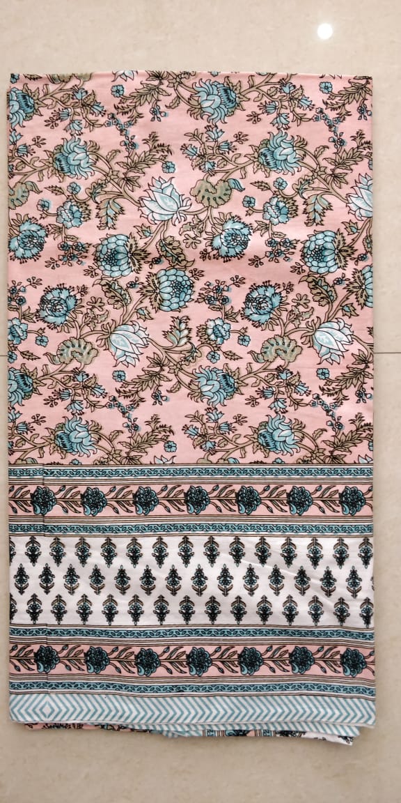 K4u Satrangi King Size South Cotton Jaipuri Test Bedsheet With Matching Pillow Cover