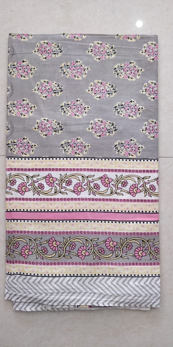 K4u Satrangi King Size South Cotton Jaipuri Test Bedsheet With Matching Pillow Cover