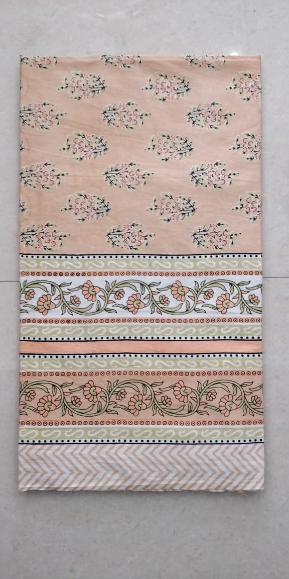 K4u Satrangi King Size South Cotton Jaipuri Test Bedsheet With Matching Pillow Cover