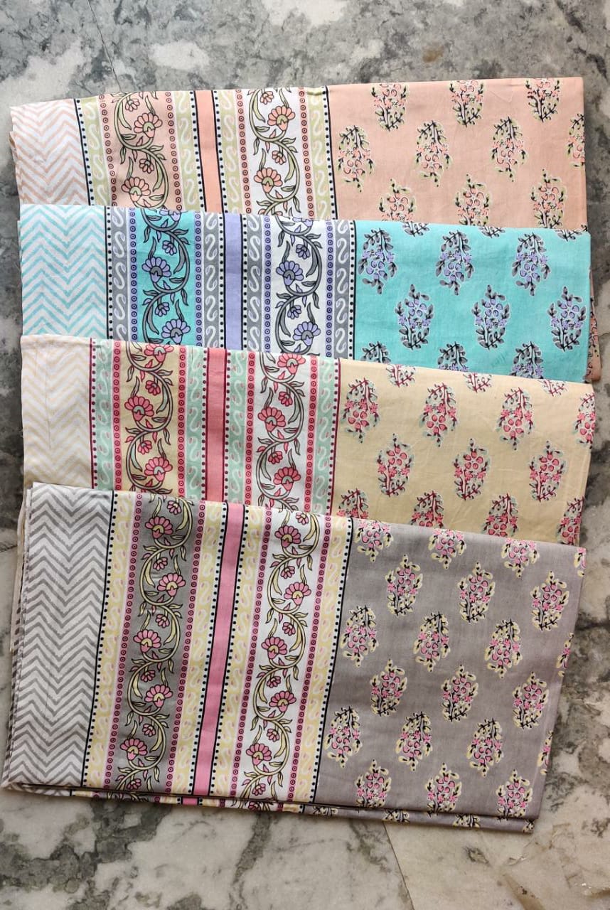 K4u Satrangi King Size South Cotton Jaipuri Test Bedsheet With Matching Pillow Cover