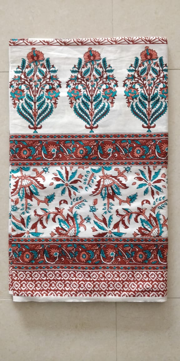 K4u Satrangi King Size South Cotton Jaipuri Test Bedsheet With Matching Pillow Cover