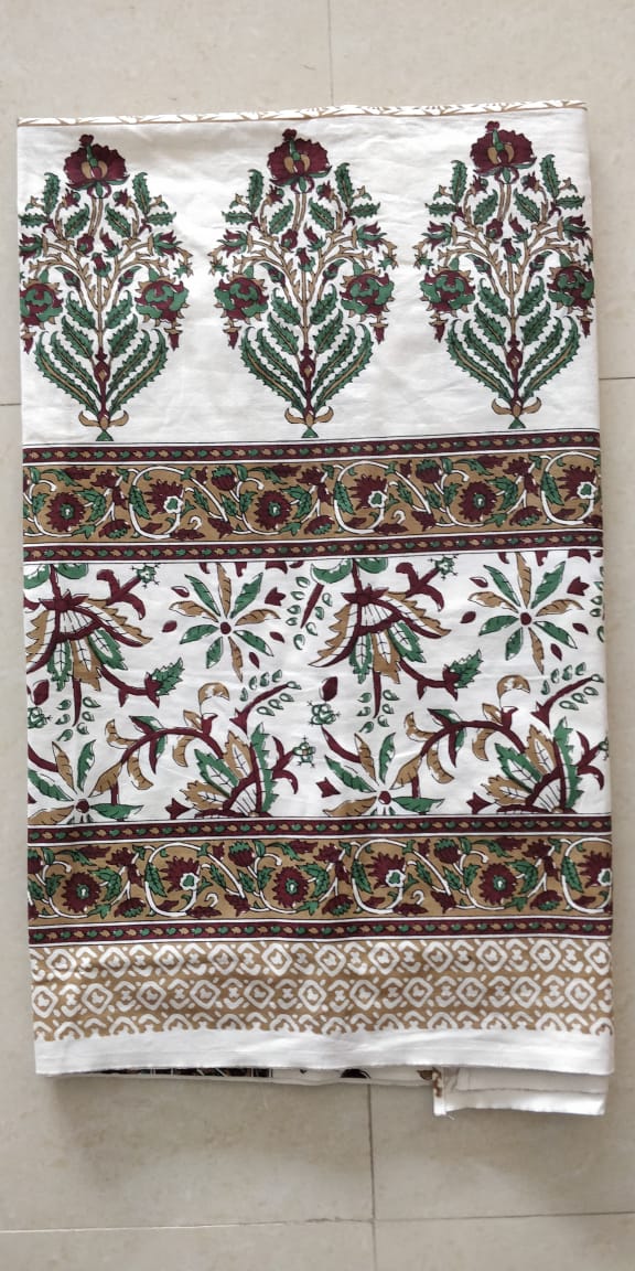 K4u Satrangi King Size South Cotton Jaipuri Test Bedsheet With Matching Pillow Cover