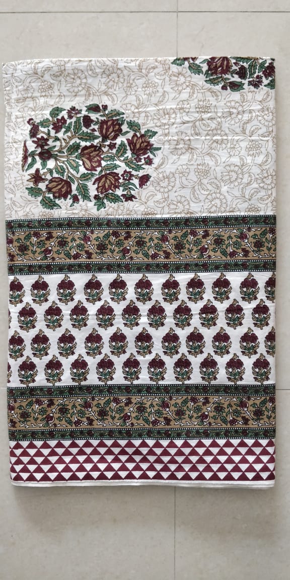 K4u Satrangi King Size South Cotton Jaipuri Test Bedsheet With Matching Pillow Cover