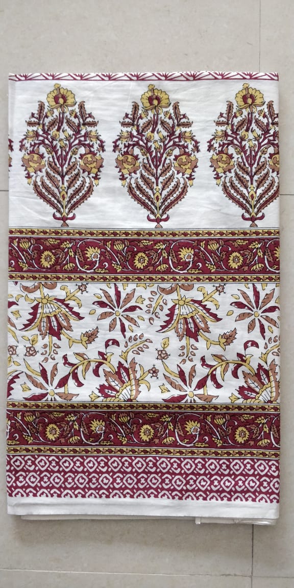 K4u Satrangi King Size South Cotton Jaipuri Test Bedsheet With Matching Pillow Cover