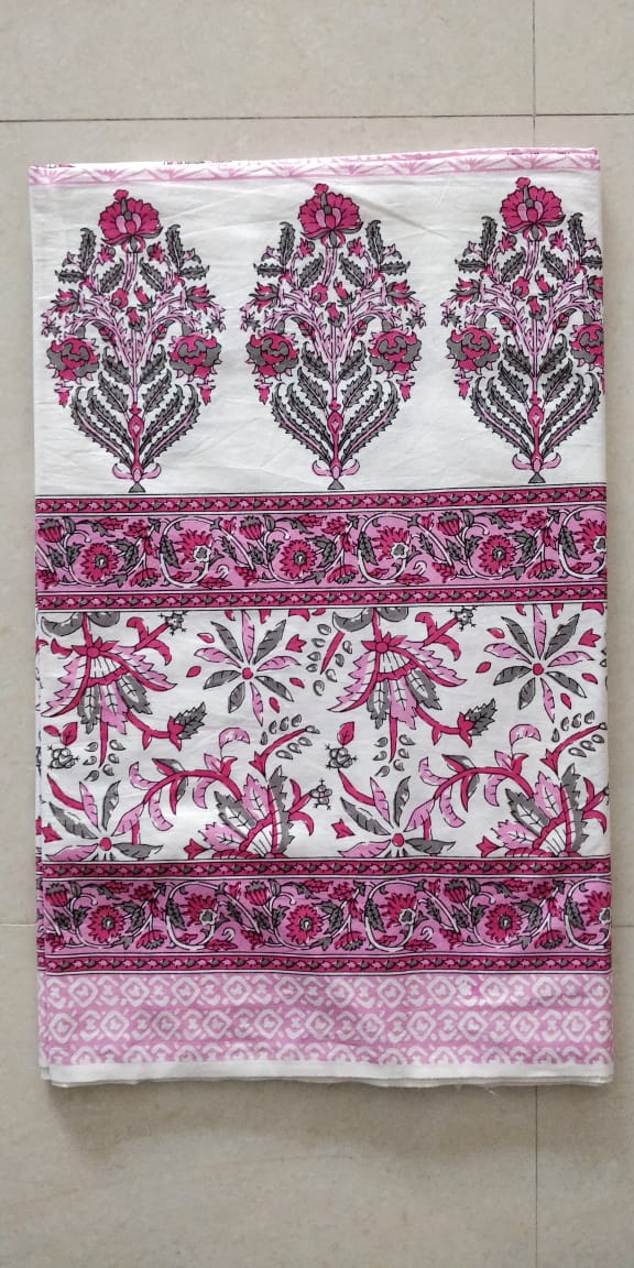 K4u Satrangi King Size South Cotton Jaipuri Test Bedsheet With Matching Pillow Cover